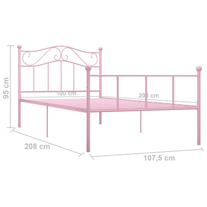 Estrutura de cama 100x200 cm metal rosa