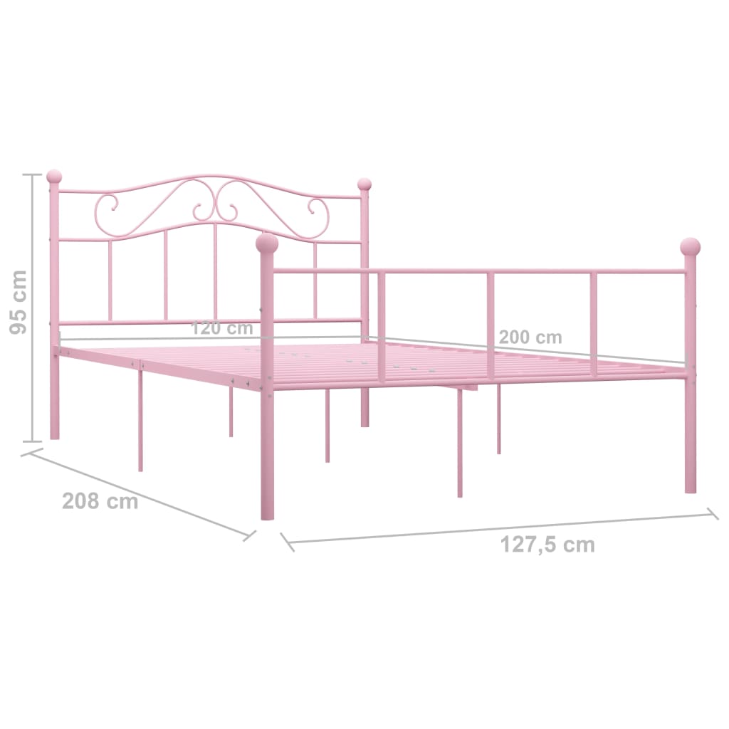 Estrutura de cama 120x200 cm metal rosa