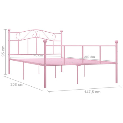 Estrutura de cama 140x200 cm metal rosa