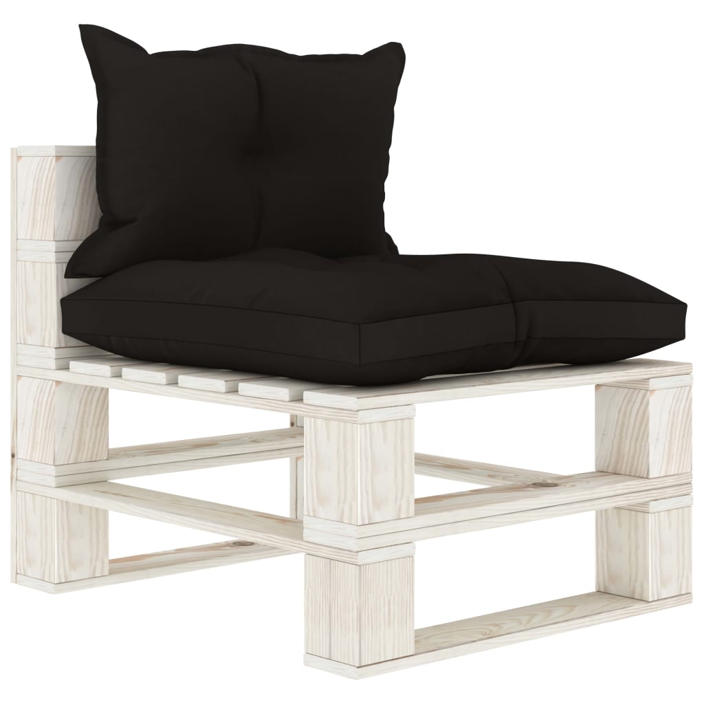 5 pcs conjunto lounge de jardim em paletes c/ almofadões preto