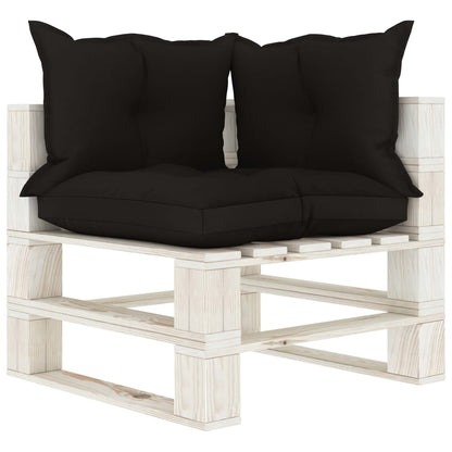 6 pcs conjunto lounge de jardim em paletes c/ almofadões preto