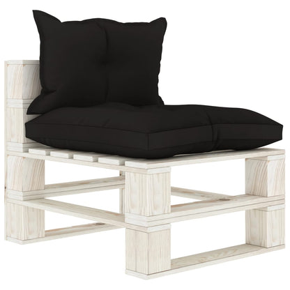 6 pcs conjunto lounge de jardim em paletes c/ almofadões preto