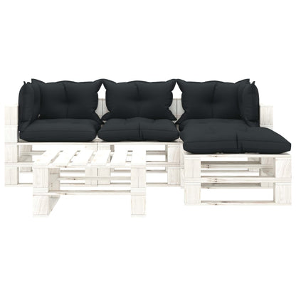 5 pcs conjunto lounge jardim em paletes c/ almofadões antracite