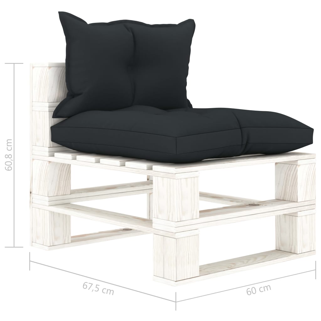 5 pcs conjunto lounge jardim em paletes c/ almofadões antracite