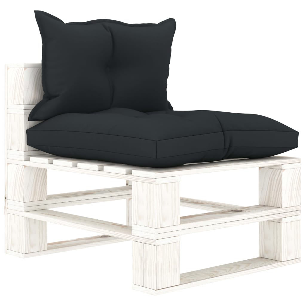 4 pcs conjunto lounge jardim em paletes c/ almofadões antracite