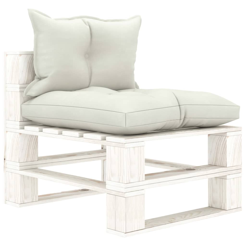 6 pcs conjunto lounge de jardim em paletes c/ almofadões bege