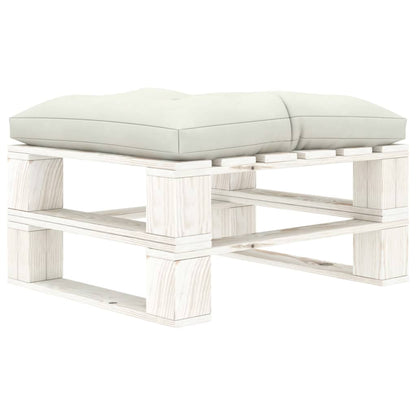 Conjunto lounge de jardim em paletes 6 pcs c/ almofadões beges