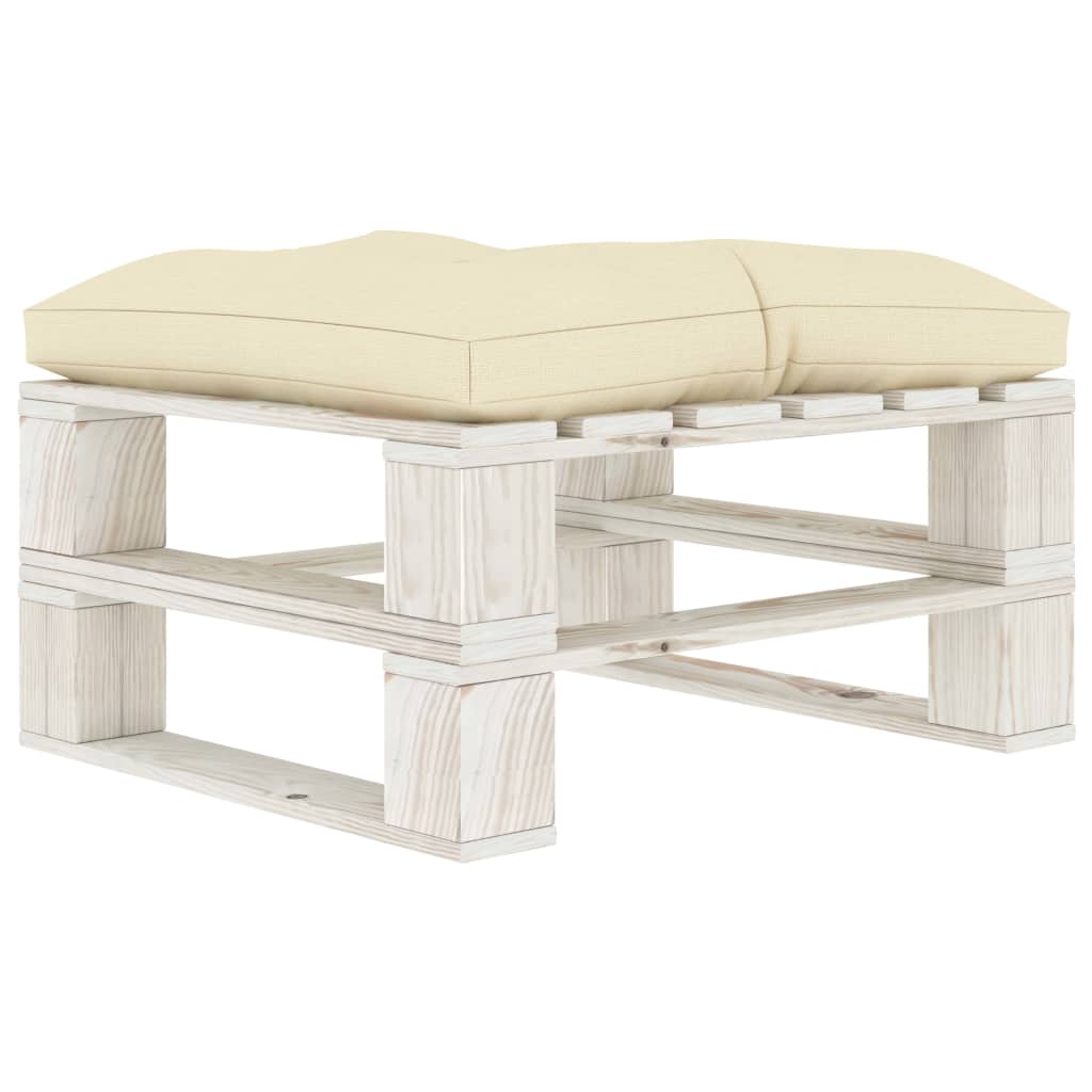 8pcs conj. lounge jardim paletes + almofadões madeira cor creme