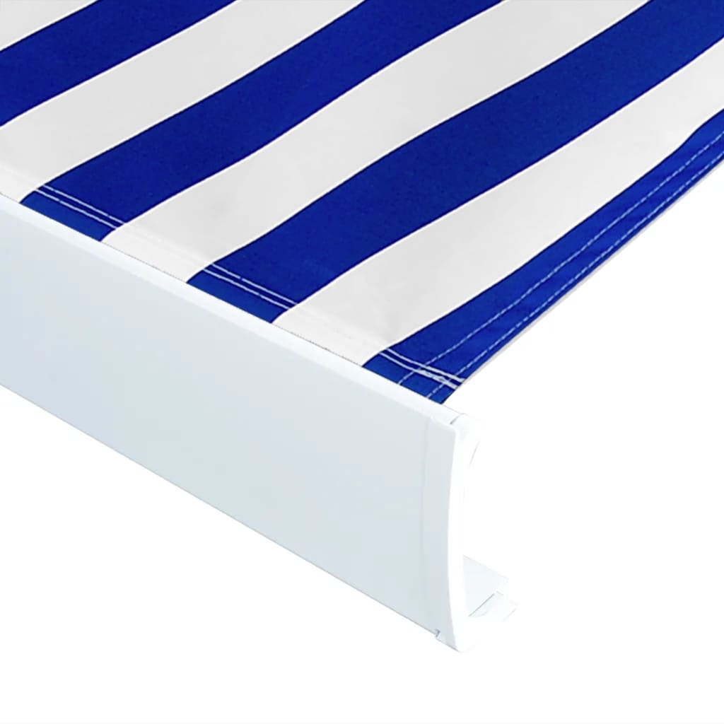 Toldo motorizado com caixa 300x250 cm azul e branco