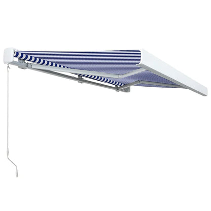 Toldo manual com caixa 400x300 cm azul e branco