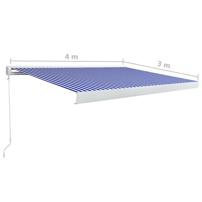 Toldo manual com caixa 400x300 cm azul e branco