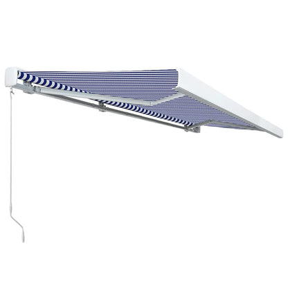 Toldo manual com caixa 500x300 cm azul e branco