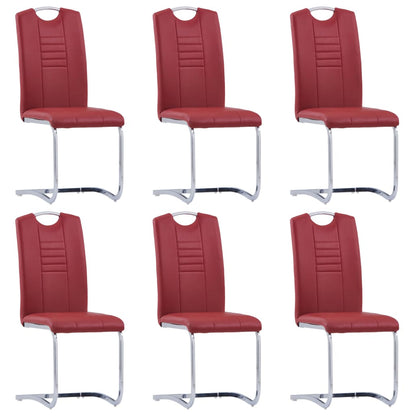 7 pcs conjunto de jantar couro artificial vermelho