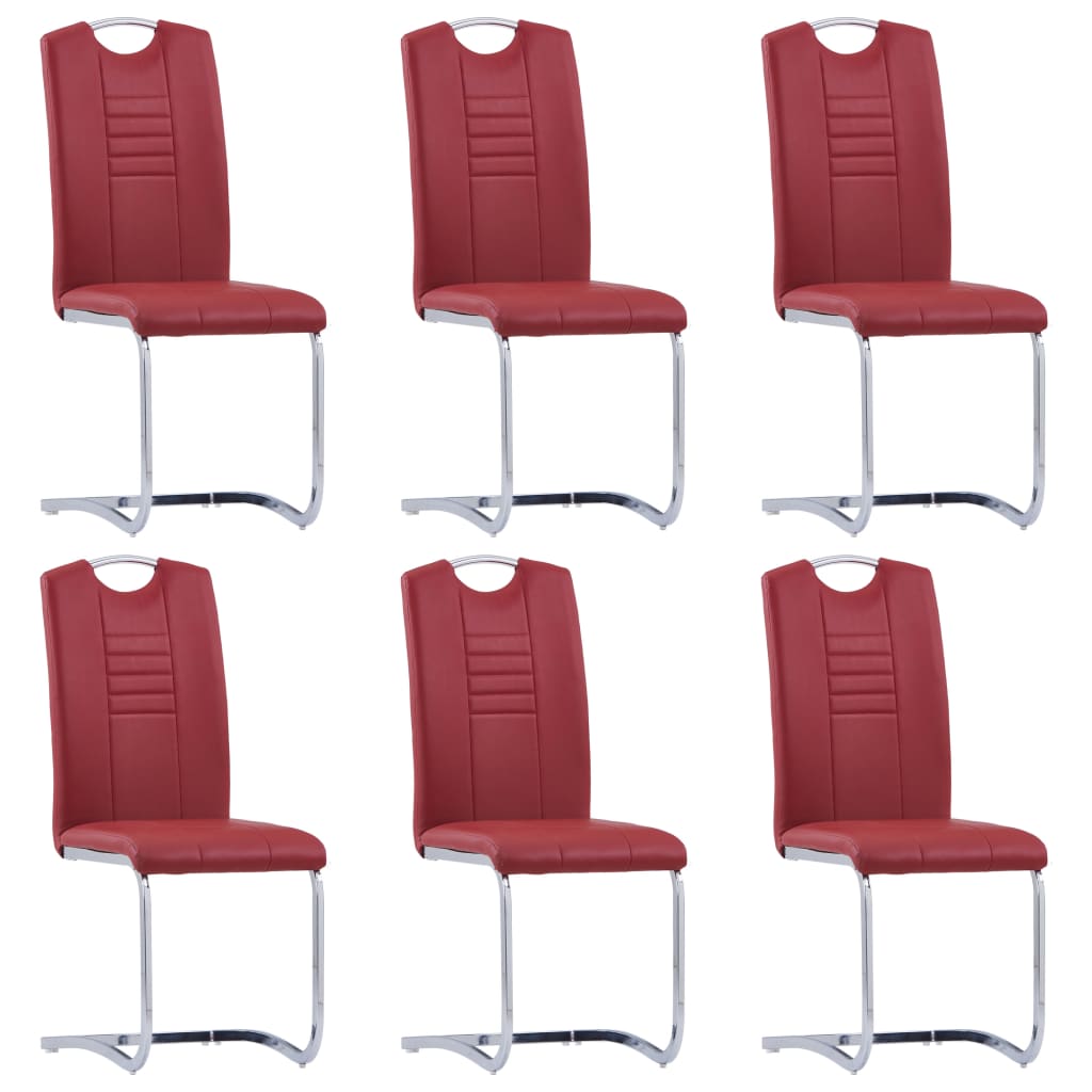 7 pcs conjunto de jantar couro artificial vermelho