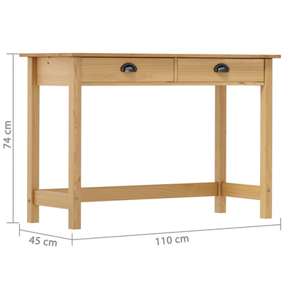 Mesa consola Hill c/ 2 gavetas 110x45x74 cm pinho maciço