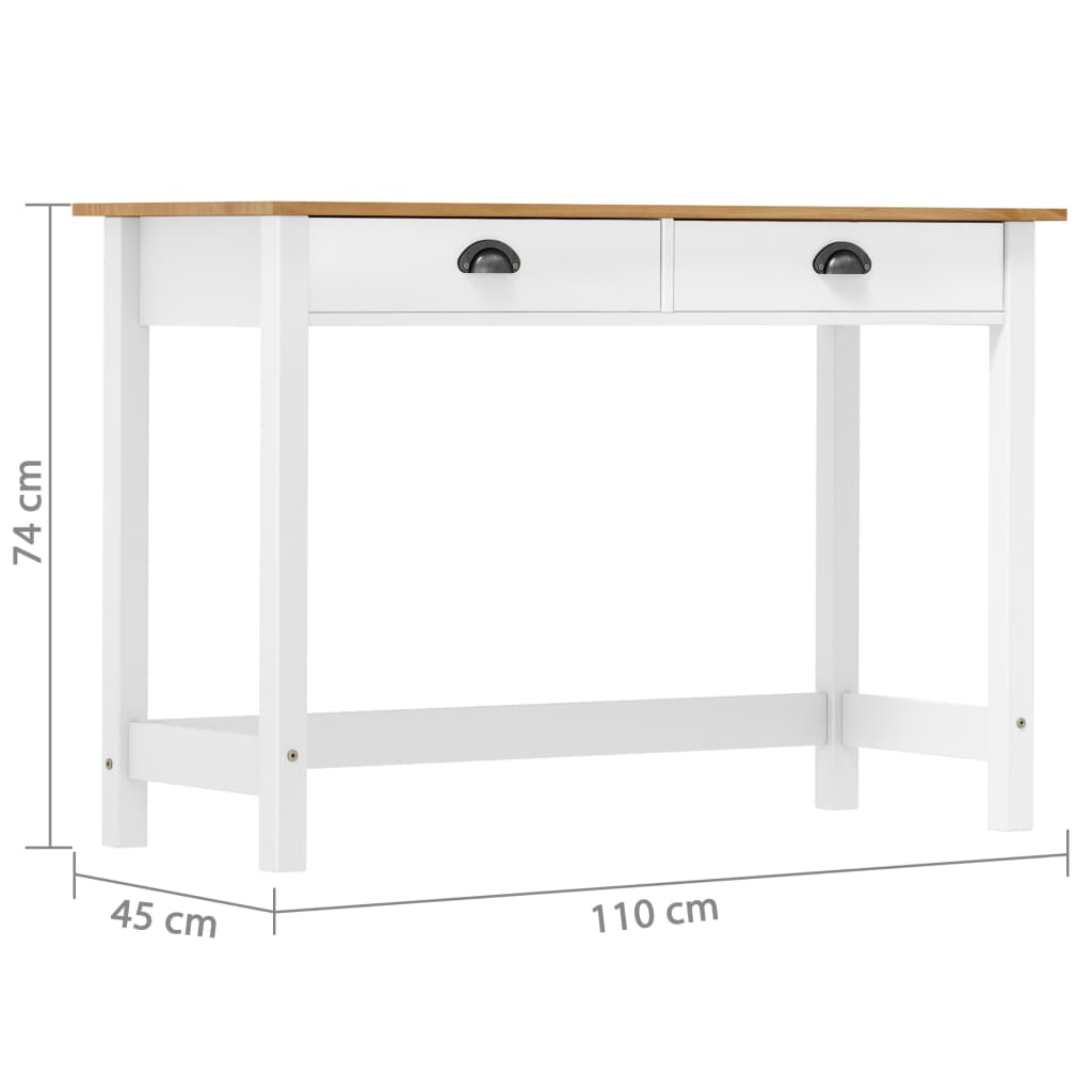 Mesa consola Hill c/ 2 gavetas 110x45x74 cm pinho maciço