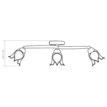 Candeeiro de teto c/ abajures de vidro tulipa 3 lâmpadas E14