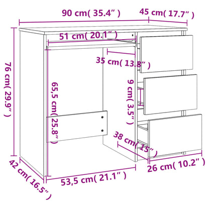 Secretária Alcis com 3 Gavetas - Preto - Design Moderno