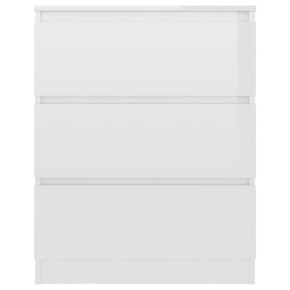 Cómoda Paris - Com 3 Gavetas - Cor Branco Brilhante - 60x35x76 cm - Derivados de Madeira