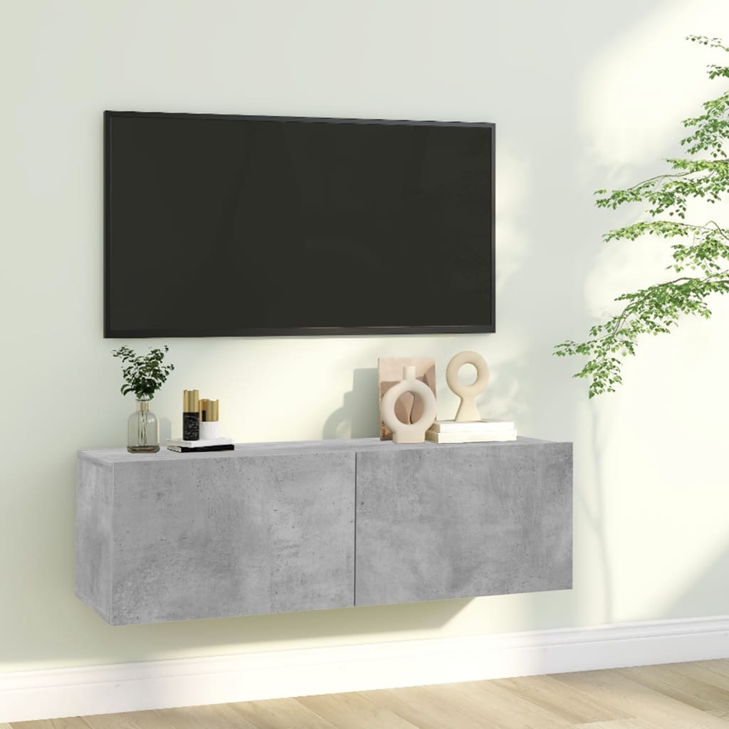 Móvel de TV Lude de Parede de 100cm - Cinzento Cimento - Design Moderno