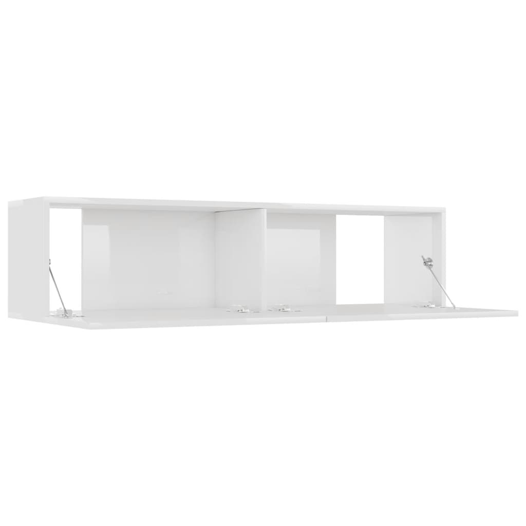 Móvel de TV 120x30x30 cm contraplacado branco brilhante