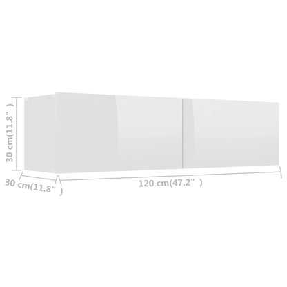 Móvel de TV 120x30x30 cm contraplacado branco brilhante