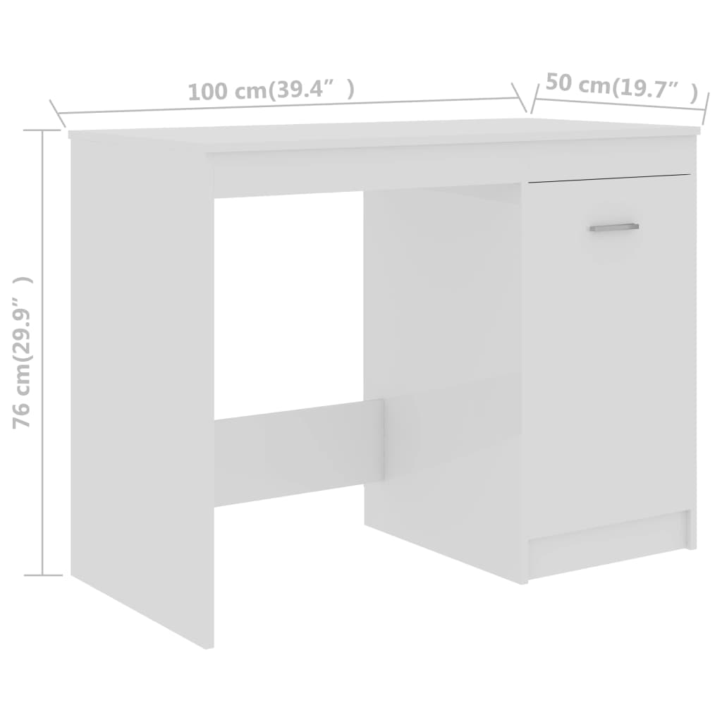 Secretária 100x50x76 cm contraplacado branco brilhante