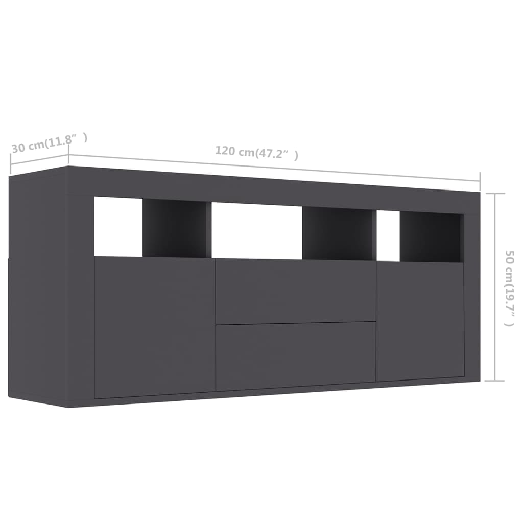 Móvel de TV 120x30x50 cm contraplacado cinzento