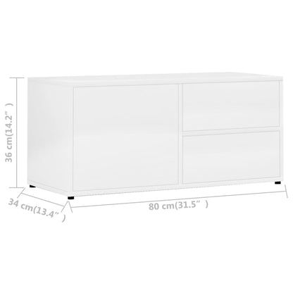 Móvel de TV 80x34x36 cm contraplacado branco brilhante