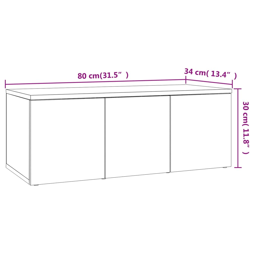 Móvel de TV 80x34x30 cm contraplacado cinzento cimento