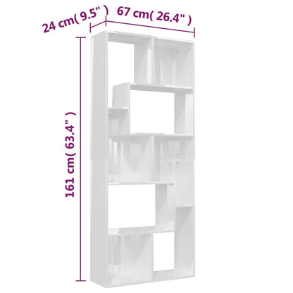 Estante 67x24x161 cm contraplacado branco brilhante