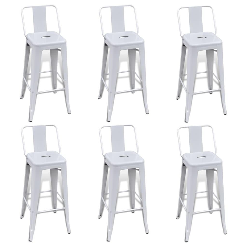 Bancos de bar 6 pcs aço branco