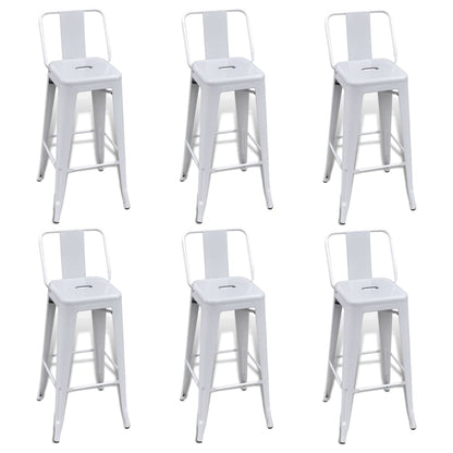 Bancos de bar 6 pcs aço branco