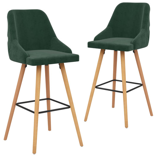 Bancos de bar 2 pcs veludo verde-escuro