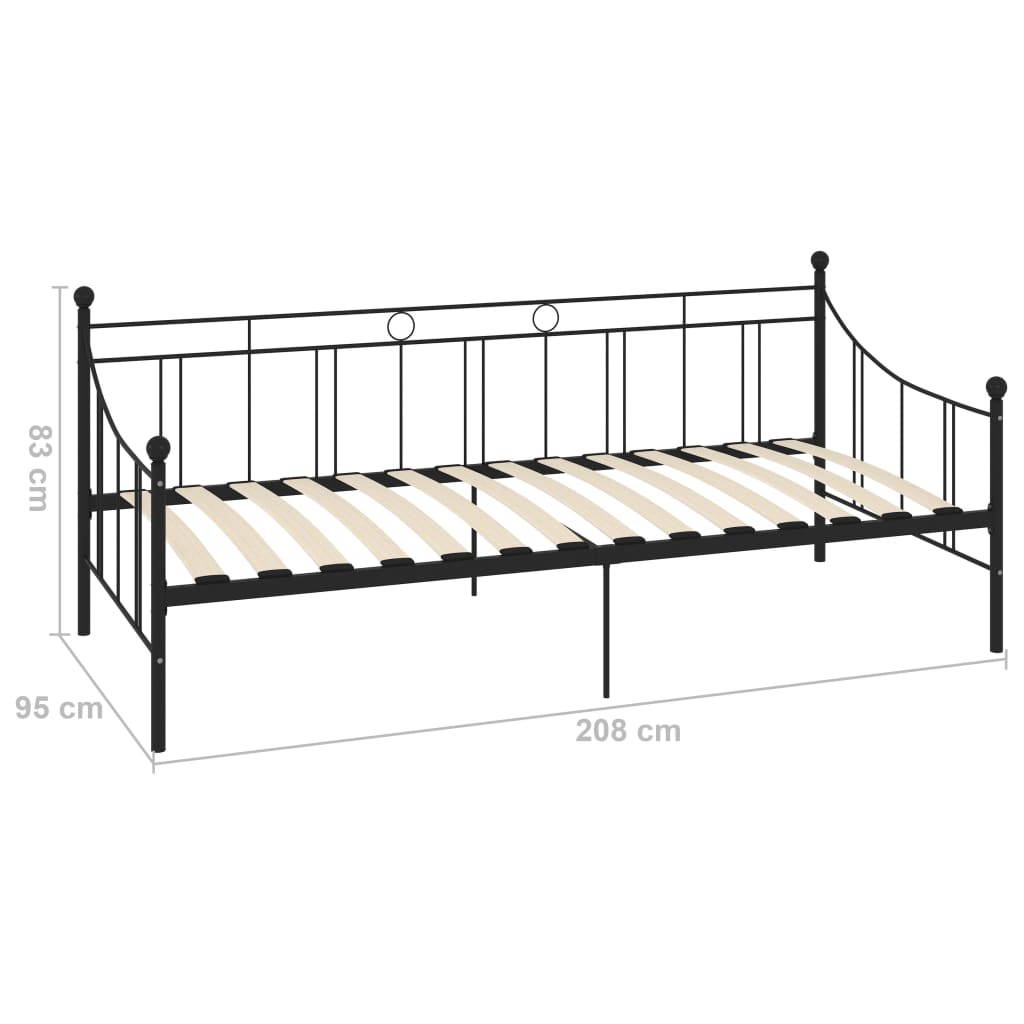 Estrutura sofá-cama 90x200 cm metal preto