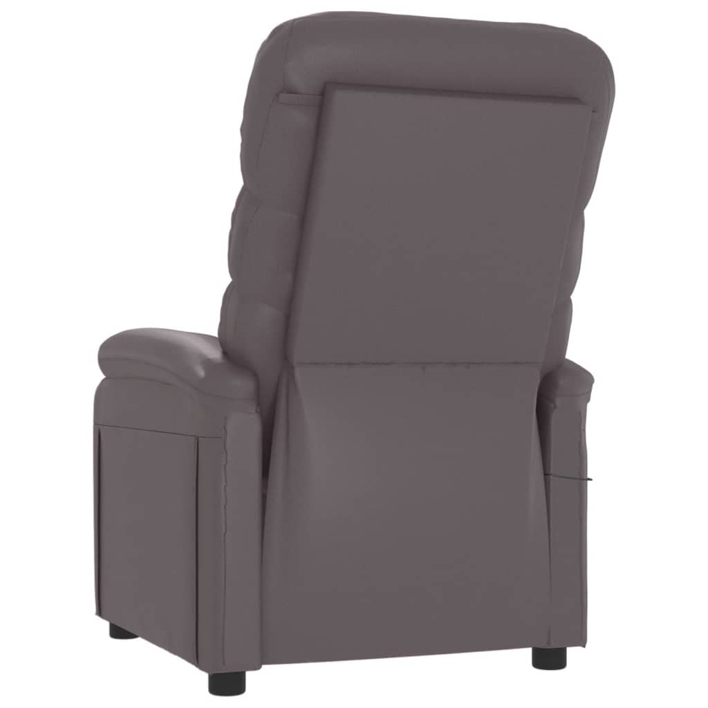 Poltrona Daile com 6 Pontos de  Massagens e Reclinação - Couro Artificial - Cinzento - Design Moderno