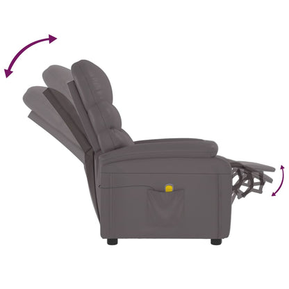 Poltrona Daile com 6 Pontos de  Massagens e Reclinação - Couro Artificial - Cinzento - Design Moderno