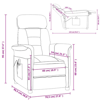 Poltrona de massagens reclinável camurça artificial cor creme