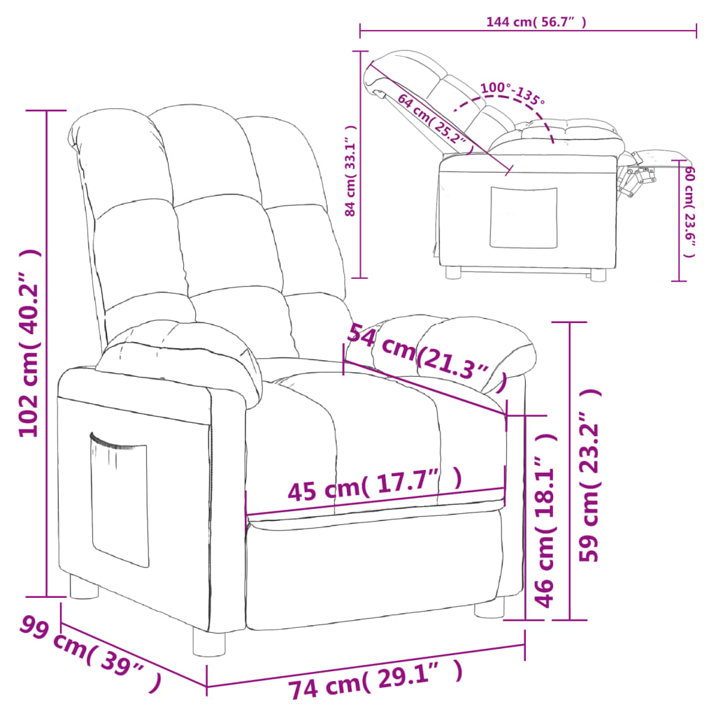 Poltrona Relax Celin Reclinável em Tecido Premium - Creme - Design Moderno