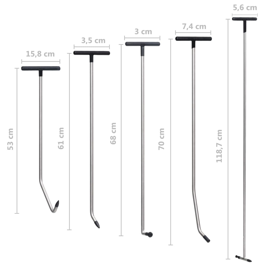 Conjunto reparação de mossas s/ repintura 5 pcs aço inoxidável