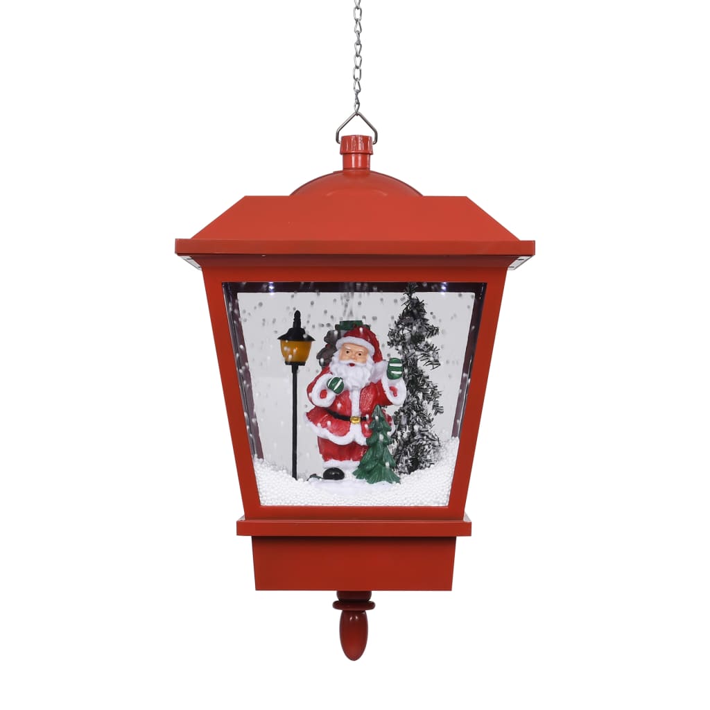 Candeeiro de teto c/ luzes LED e Pai Natal 27x27x45 cm vermelho