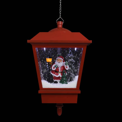 Candeeiro de teto c/ luzes LED e Pai Natal 27x27x45 cm vermelho