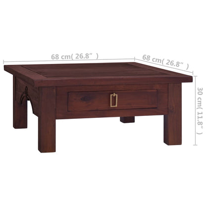 Mesa de centro clássica 68x68x30 cm mogno maciço castanho