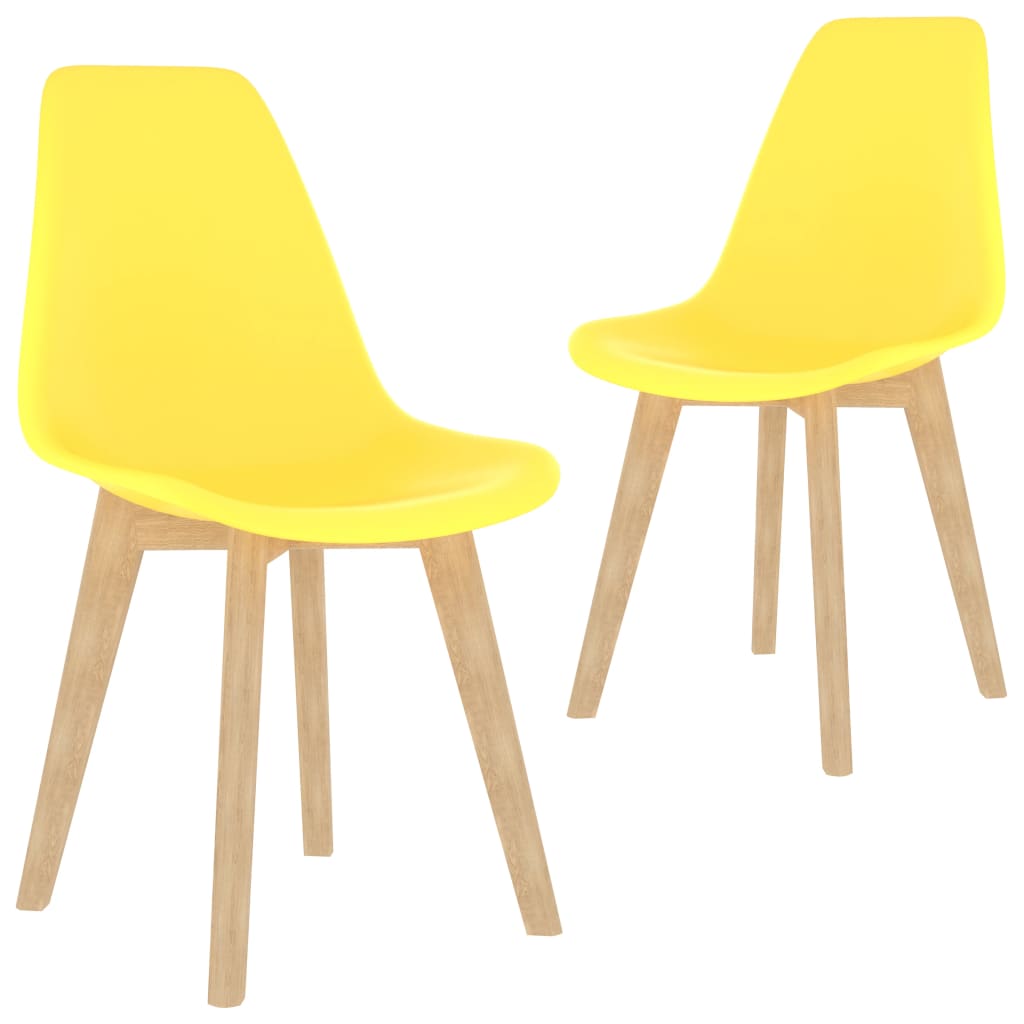 Cadeiras de jantar 2 pcs plástico amarelo