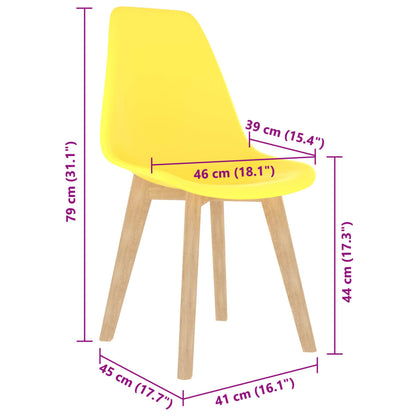 Cadeiras de jantar 2 pcs plástico amarelo