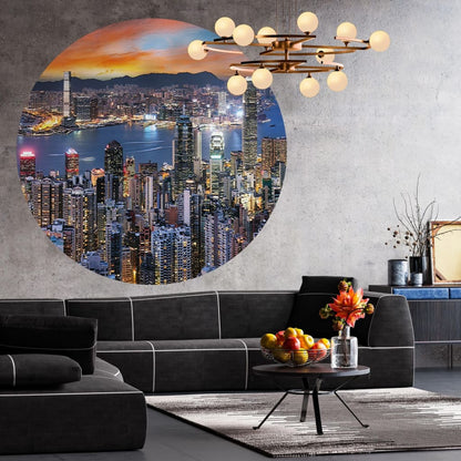 WallArt Papel de parede circular "Skyline by Night" 142,5 cm