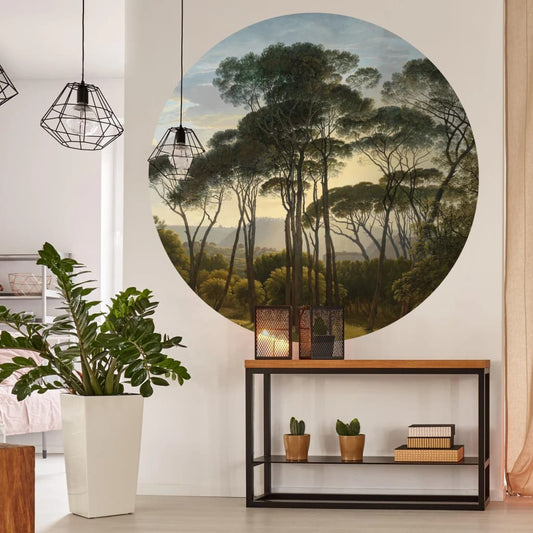 WallArt Papel de parede circular "Umbrella Pines in Italy" 190 cm