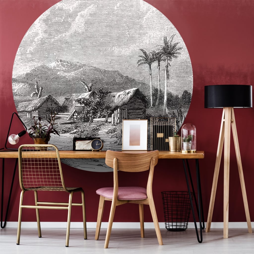 WallArt Papel de parede circular "Landscape of Guadeloupe" 190 cm