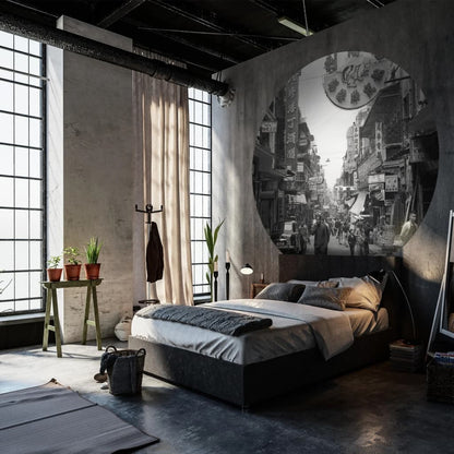 WallArt Papel de parede circular "Hong Kong the Old Days" 190 cm