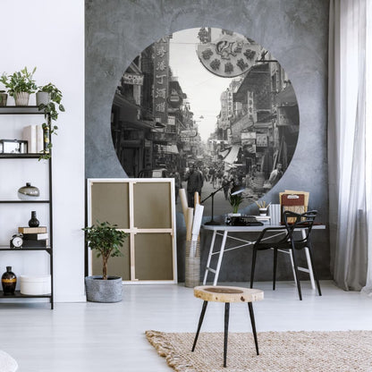 WallArt Papel de parede circular "Hong Kong the Old Days" 190 cm